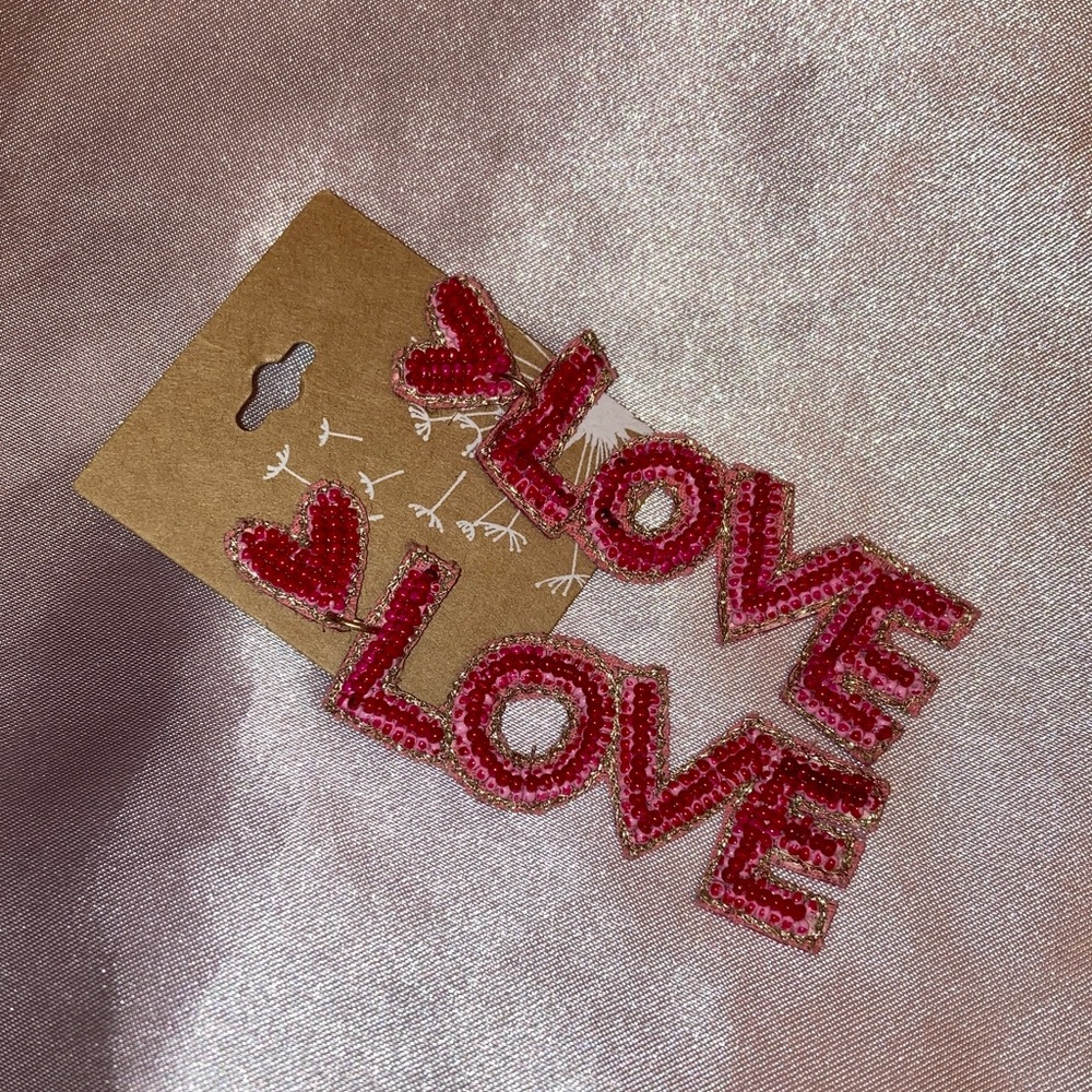 NWT beaded love earrings